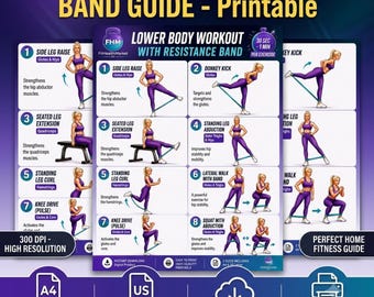 Resistance Band Lower Body Workout Poster | Home Fitness Guide (PDF Download)