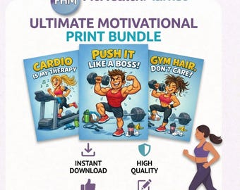 Motivational Fitness Postcards, Workout Quotes, Gym Art Prints (Digital Download)