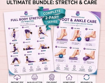 Full Body Stretch & Foot Mobility Poster Bundle (Digital Download)