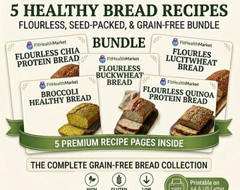 Gluten Free Bread Recipes Printable – 5 Flourless High Protein Bread Bundle(PDF Download)