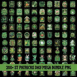 Pacote Mega do Dia de São Patrício PNG, Desenho de São Patrício, Envoltórios para Copo de São Patrício, Trevo Retrô, Lucky Coquette Irlandês PNG, Fio Sintético Infantil
