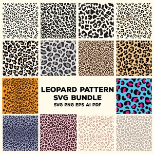 Paquete de SVG con estampado de leopardo, PNG de decoración para el hogar con estampado de leopardo, Paquete de patrones sin costuras de leopardo, Paquete de papel digital con estampado animal, PNG SVG PDF,