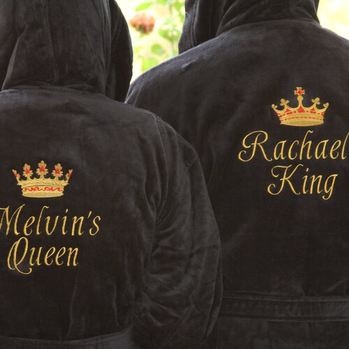 Personalized King and Queen Satin Robe Set His and Hers Etsy