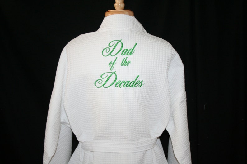 RUSH Ship Included: PERSONALIZED Large Unisex Waffle Weave Bath Robe in Black or White Long Robes Available Plus Sizes 2XXL Robes