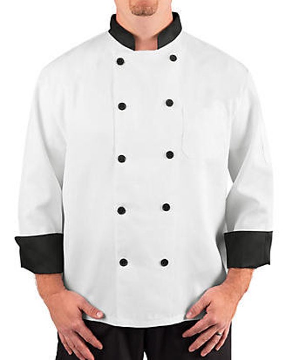 PERSONALIZED EXECUTIVE Chef Coats Black and White Chef Coats Professional  Chef Coats Polyester Chef Wear and Aprons Chef Attire 