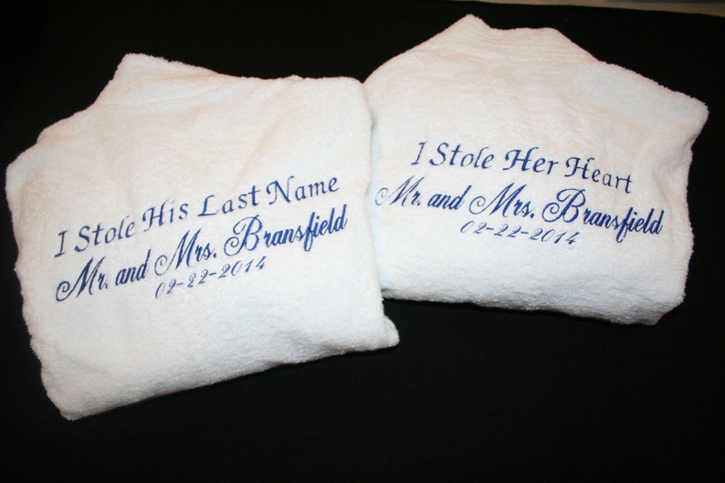 2 PERSONALIZED His and Hers Embroidered Five Star Hotel Robe Set Monogrammed Robes Wedding Robes Anniversary Gifts Luxury Robes