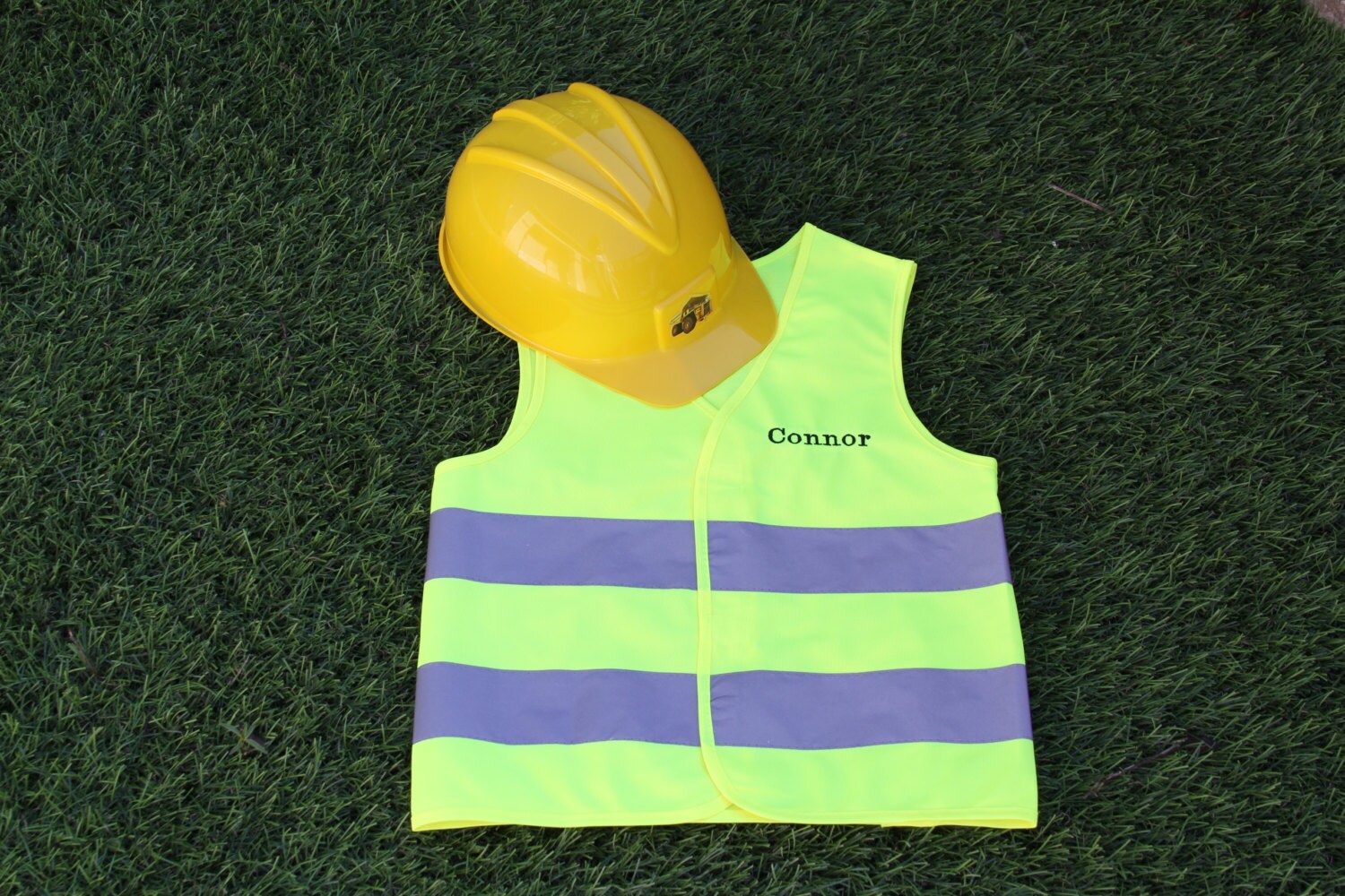 Personalized Children's Construction Vest and Hat Set Etsy