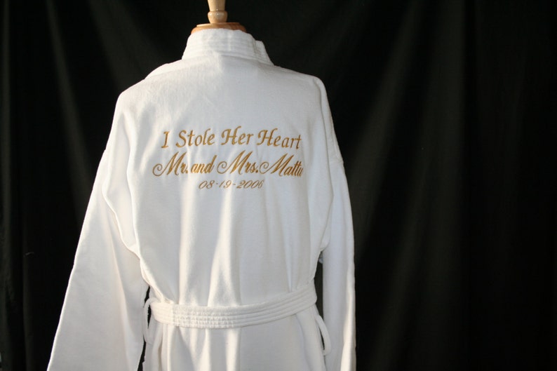 RUSH SHIP PERSONALIZED Black or White Luxury Velour Terry Hotel Robe; His and Hers Wedding Robes; King and Queen Robe; Monogrammed Robes