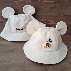 Bob avec jugulaire personnalisé Mickey pour tout-petits ; bob pour enfants ; chapeau de soleil pour enfants ; Bob monogrammé ; Voyage Disney