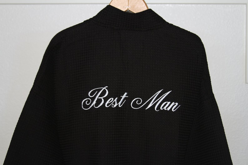 Plus Size Robes 2XXL Robes RUSH Ship Included: PERSONALIZED Large Unisex Waffle Weave Bath Robe in Black or White Monogrammed Bath Robes