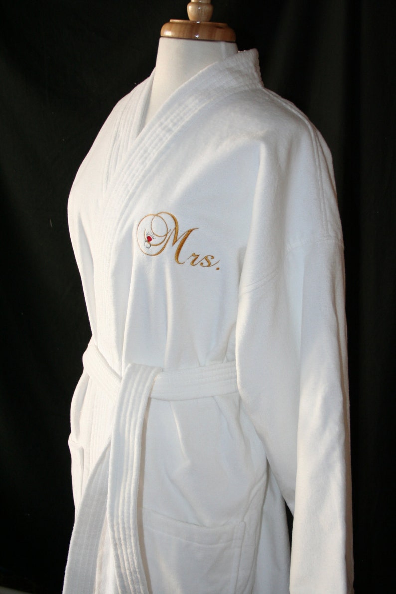 RUSH SHIP PERSONALIZED Black or White Luxury Velour Terry Hotel Robe; His and Hers Wedding Robes; King and Queen Robe; Monogrammed Robes