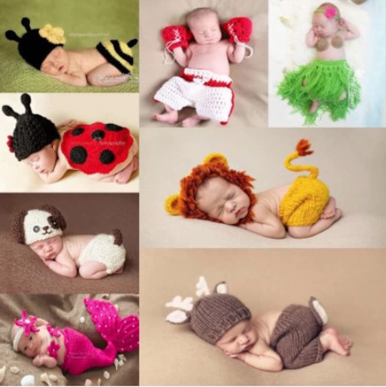 HANDMADE Crocheted Baby Clothing; Newborn baby photos; infant photo props; DIY baby photography; baby announcement photos; baby photo ideas