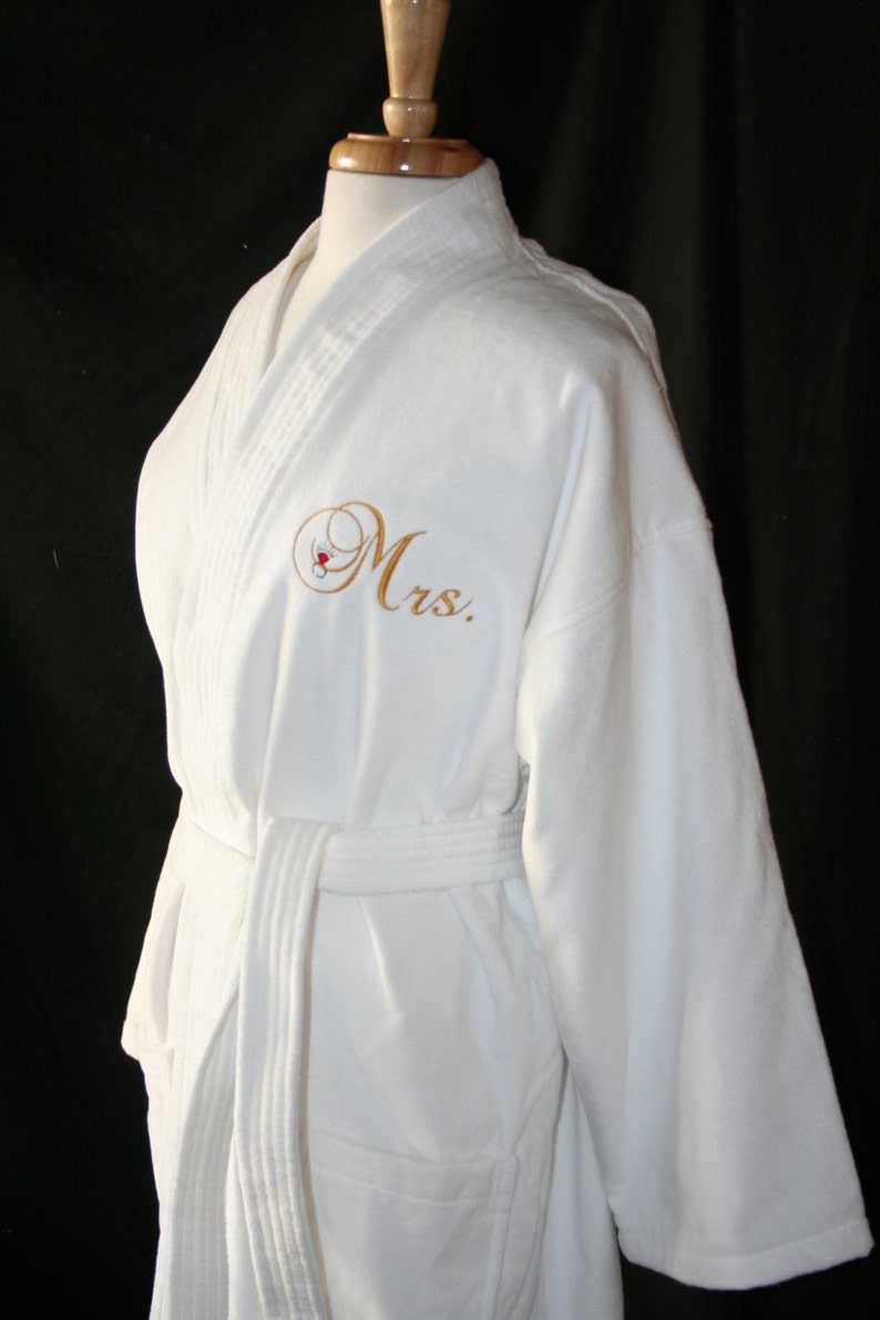 RUSH SHIP PERSONALIZED Black or White Luxury Velour Terry Hotel Robe; His and Hers Wedding Robes; King and Queen Robe; Monogrammed Robes