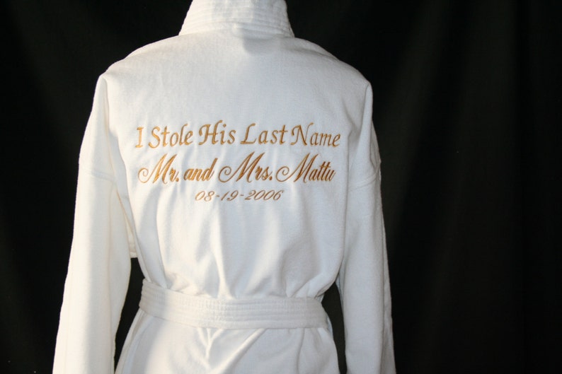RUSH SHIP PERSONALIZED Black or White Luxury Velour Terry Hotel Robe; His and Hers Wedding Robes; King and Queen Robe; Monogrammed Robes