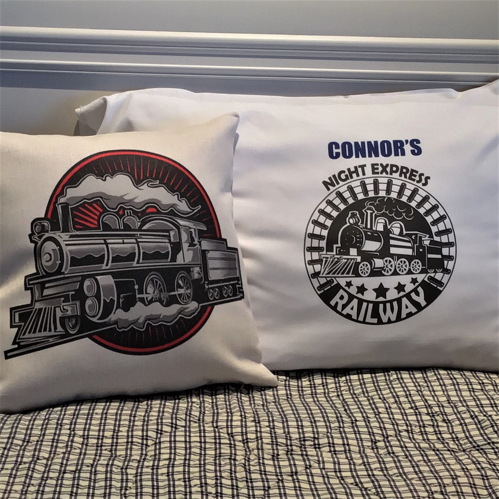 CUSTOM TRAIN PILLOW or Pillowcase personalized pillowcase Etsy
