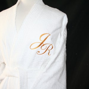 RUSH SHIP PERSONALIZED Black or White Luxury Velour Terry Hotel Robe; His and Hers Wedding Robes; Men/'s and Woman/'s Robes; Monogrammed Robes