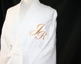 RUSH Ship ONE (1) PERSONALIZED Black or White Terry or Terry Velour Robe; His and Hers Robe; King & Queen Robe; Monogrammed Robe, Bath Robe