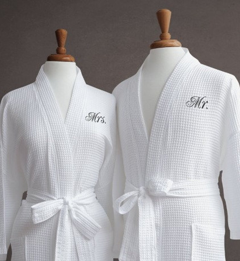 RUSH SHIP Unisex Waffle Weave Robe Monogrammed Bath Robes Etsy