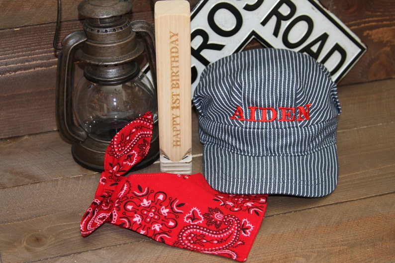PERSONALIZED Train Hat Bandana Wood Train Whistle Train Etsy