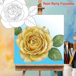 Rose Painting Traceable: Watercolor Floral Art (Digital Download)