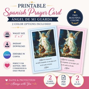 Spanish Guardian Angel Prayer Card | Ángel de mi Guarda Wallet Size (Digital Download)