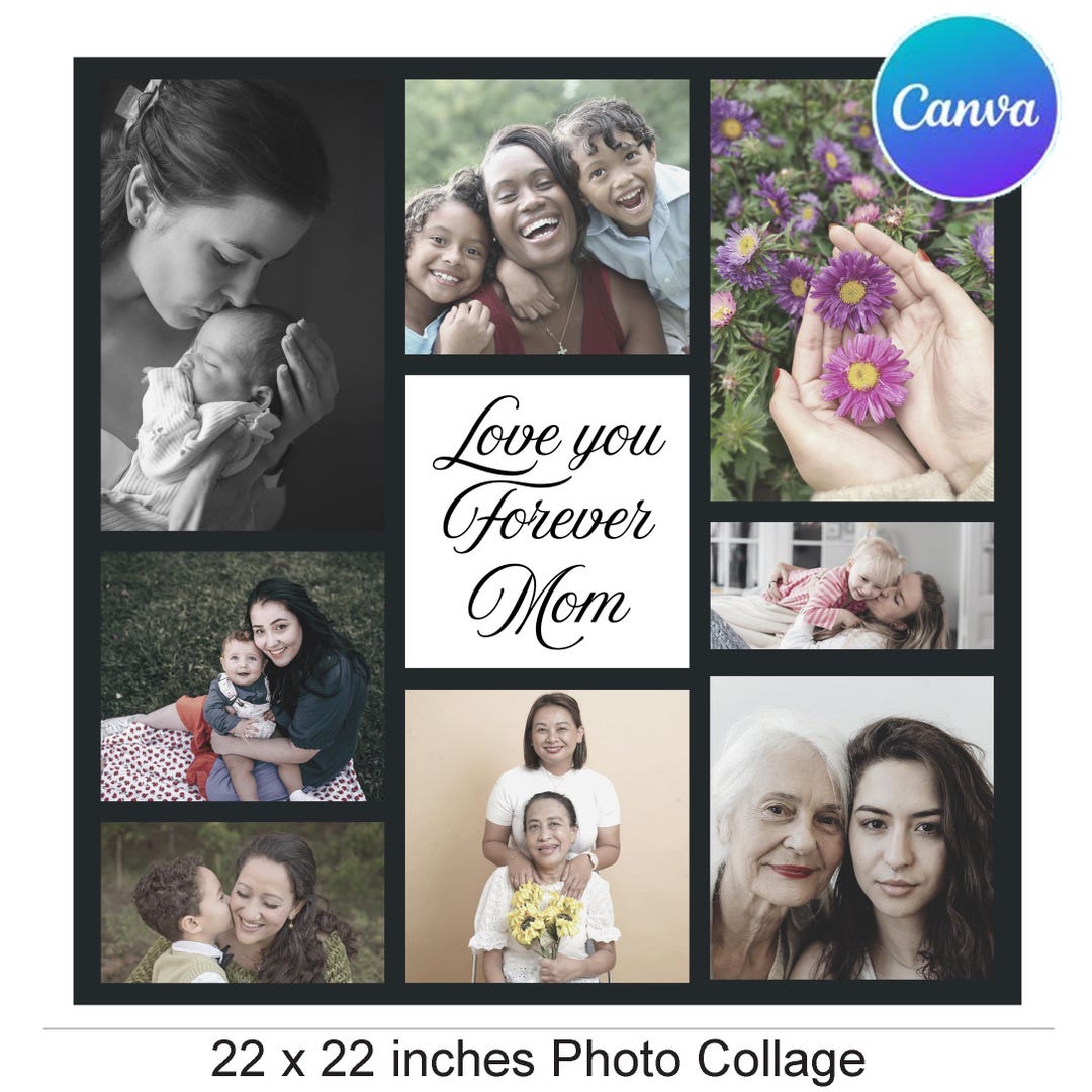Mother's Day Photo Collage Canva Template | 22 Inches Square | Editable ...