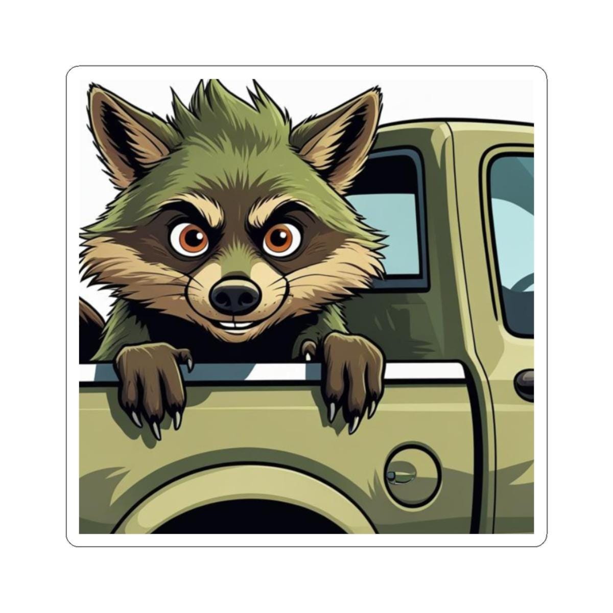Mechanic Raccoon Sticker Raccoon in Truck - Sticker - Etsy