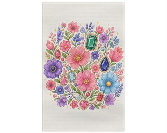 Piedra preciosa floral - Paño de cocina