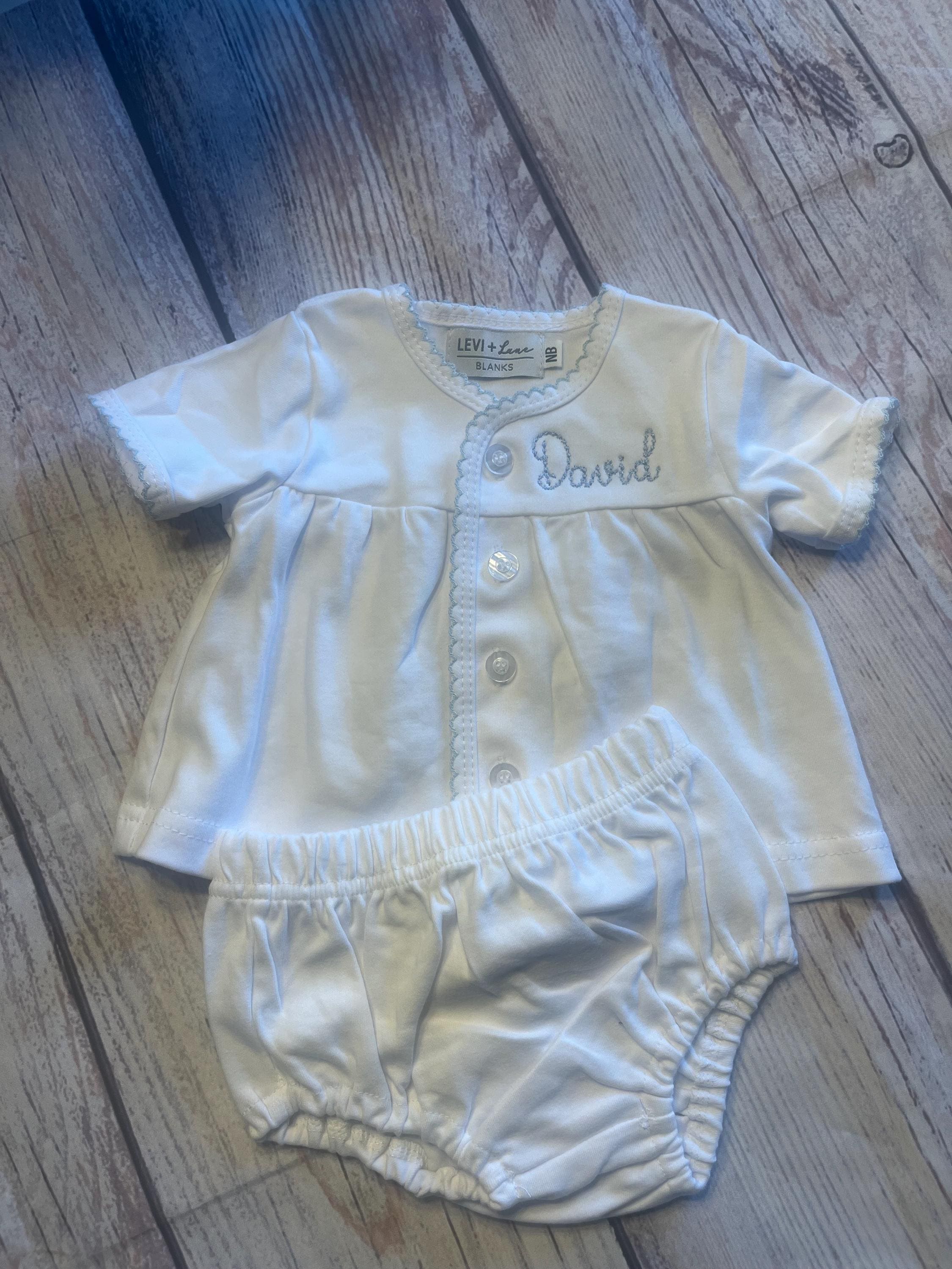Button up Diaper Set Blue Picot Trim - Etsy