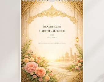 Islamitische Hadith Wandkalender 2026 – Islamitische Kalender - Weekplanner met Quran Verzen – Inclusief Hidjri Maanden – Moslim Cadeau