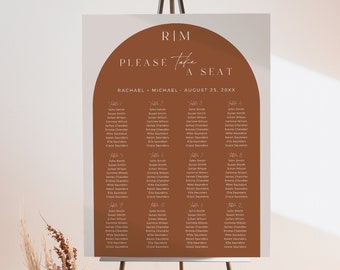 Editable Terracotta Arch Seating Chart, Printable Boho Arched Minimalist Table Plan, 18 x 24 24 x 36, A1 A2, Template Inst Download 576-A