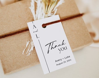Editable Modern Favor Tags, Minimalist Favor Tags, Printable Boho Wedding Gift Tag, Minimal DIY Template, Instant Download, Templett, 578-A