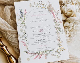 The Night Before Invite with Flowers Wildflower Rehearsal Dinner Invitation Floral Rehearsal Invite Template, Rehearsal Arch Editable, 522-A