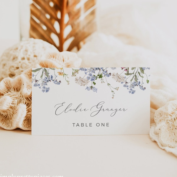 Wildflower Place Card, Wildflower Name Card, Wildflower Wedding Place Card, Table Name Cards, Table Decor Wildflower Editable Template 504-A