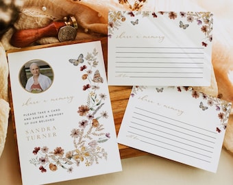 Wildflower Funeral Share a Memory Sign Woman's Share a Memory Card Template, Memorial Share a Memory, Favorite Memories Card, Editable 513-A