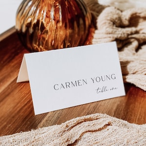 Minimalist Wedding Place Card, Elegant Name Card, Modern Place Card, Table Name Cards, Wedding Table Decor Minimal, Editable Template 582-A