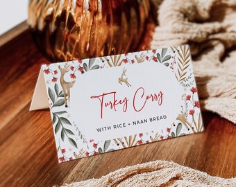 Nordic Buffet Decor, Christmas Food Tent Card Template, Printable Scandi Christmas Buffet Label Editable Holiday Place Card, Hygge, 218-B