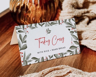 Editable Buffet Card Printable Christmas Food Tent Card Template, Nordic Christmas Buffet Label Scandi Holiday Place Card, Hygge Label 219-B