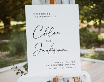 Minimalist Editable Wedding Welcome Sign, Modern Custom Template, Minimal Signage, 16 x 20 18 x 24 24 x 36 5 Sizes Instant Download 579-A