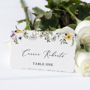 Wildblumen bearbeitbare Tischkarten, Wildblumen-Sitzkarten, Wildblumen-Namenskarte Boho, Hochzeit Tischkarte Vorlage Namenskarte Printable 581-A