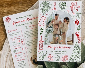 Editable Yearly Update Photos, Quirky Year in Review Christmas Card Template, Yearly Recap, 229-A