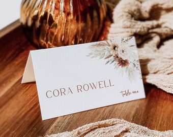 Terracotta Seating Card Wedding Place Card Template, Boho Editable Place Cards, Pampas Grass Name Cards, Desert Wedding, Fall Wedding, 590-A