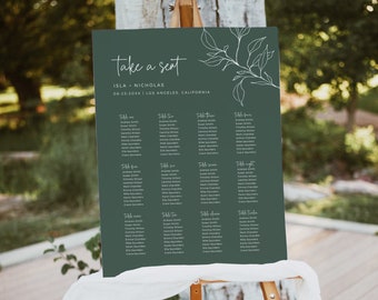 Modern Seating Plan Sage, Editable Seating Plan Template, Wedding Seating Chart, Minimalist Table Plan Sage Green Seating Chart Board, 598-C