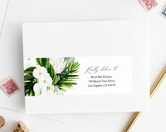 Tropical Orchid Protea Editable Wrap Around Address Label Template, Printable Envelope Address Label, DIY Addresses, Instant Download, 546-A