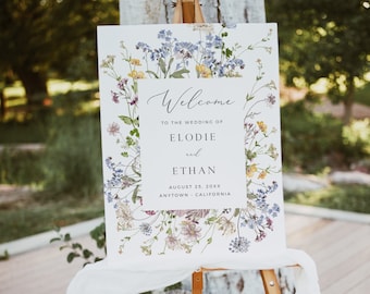 Wildflower Wedding Welcome Sign, Wildflower Welcome Poster, Wildflower Welcome Board, Printable Boho Welcome, Editable Sign Template, 504-A