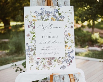 Wildflower Bridal Shower Welcome Poster Wildflower Bridal Shower Welcome Sign Printable Welcome Board, Editable Welcome Sign Template 504-A