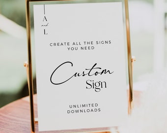Editable Minimalist Modern Custom Wedding Sign, Unlimited Signs Template, Minimal Classic Printable Wedding Shower Instant Download 578-A