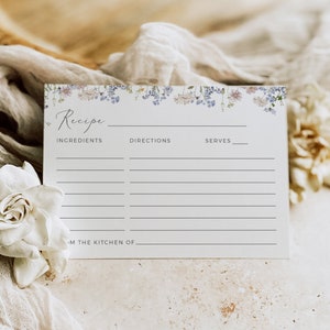 Wildflower Receptkaart met Receptverzoek Insert Wildflower Bruidsdouche Recept Insert Floral Insert, Bewerkbare Receptkaartsjabloon, 504-A