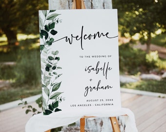 Welcome Poster Botanical, Welcome Board, Wedding Welcome Sign Greenery, Printable Welcome Sign, Yard Sign Leaf, Editable Sign Template 596-A