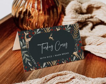 Printable Nordic Buffet Decor, Christmas Food Tent Card Template, Scandi Christmas Buffet Label Editable Holiday Place Card, Hygge, 218-A